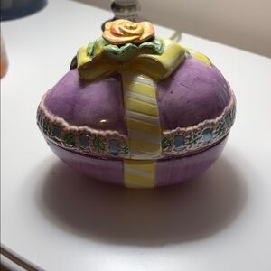 EUC Vintage Hand Painted Easter Egg Candy Dish Trinket Dish Jar Functional Art